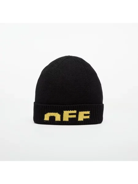 Sapka OFF-WHITE KIDS Type Logo Beanie Black/ Yellow II fehér