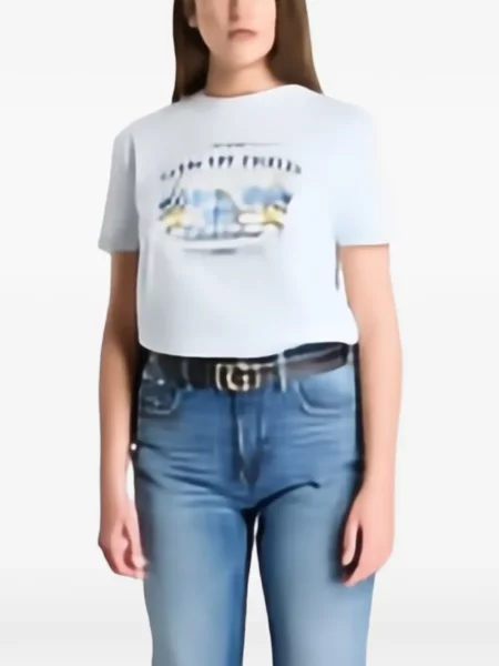 Tricou Guess cu imagine albastru