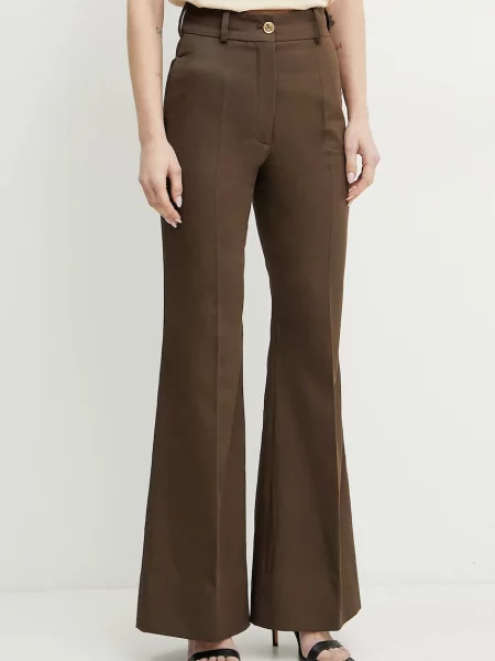 Patou pantaloni femei evazati high waist maro