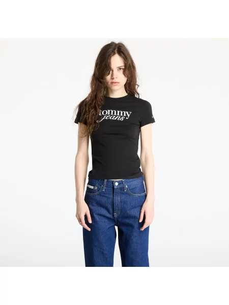 Tommy Jeans T-Shirt Essential Slim Fit μαύρο