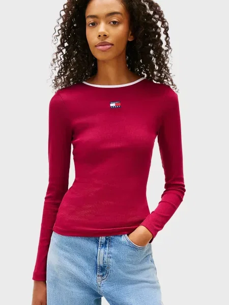 Лонгслів Tommy Jeans бордовий