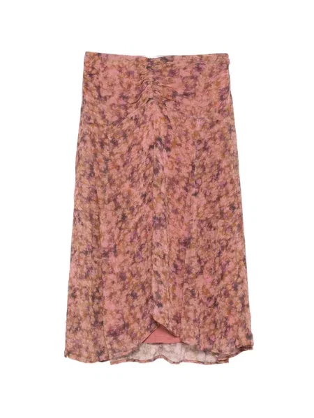 Fustă midi Ba&sh cu model floral cu imagine roz