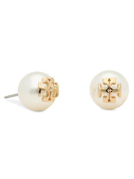 Tory Burch Náušnice KIRA PEARL STUD biela