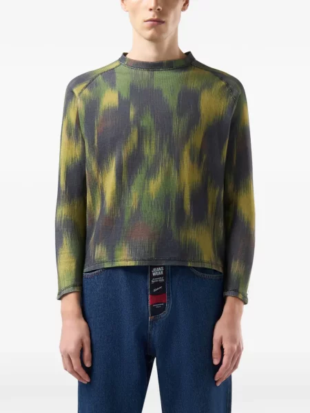 Lung tricou Gcds cu model camuflaj verde