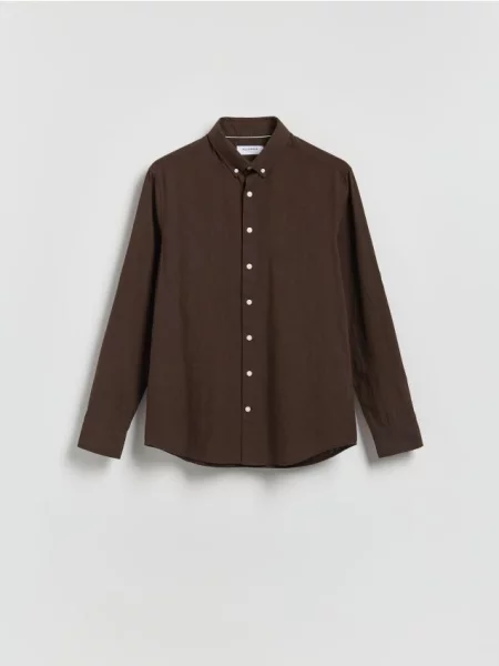 Reserved koszula slim fit ciemnobrązowy