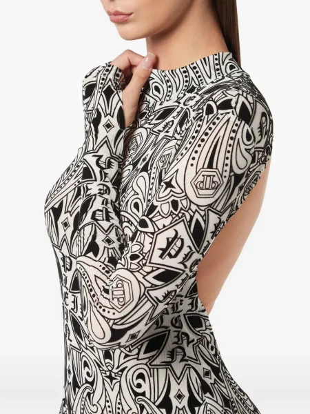 Rochie midi Philipp Plein până la genunchi de costum negru