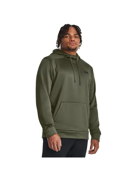 Флийс суичър с качулка Under Armour с качулка зелено