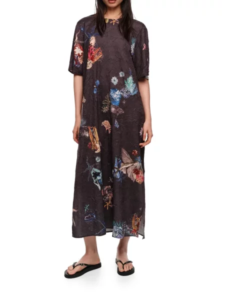 Rochie midi Bimba Y Lola cu model floral maro