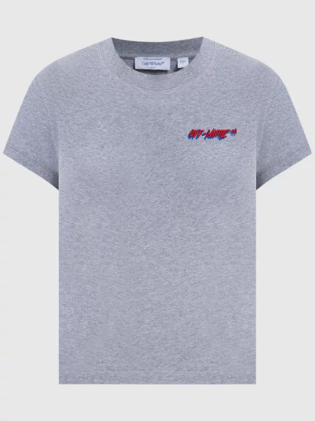 Меланжева футболка з логотипом Off-white сіра