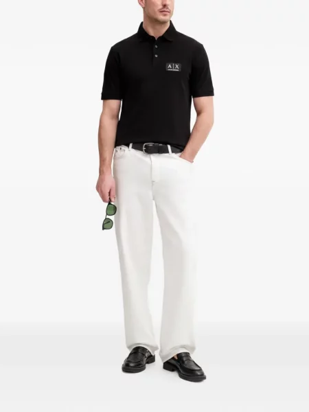 Tricou polo Armani Exchange cu autograf negru