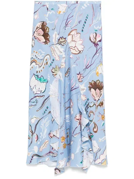 Fustă midi Dorothee Schumacher cu model floral până la genunchi albastru