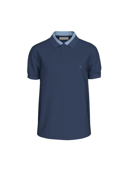 Casual s golierom tričko Calvin Klein Jeans modrá