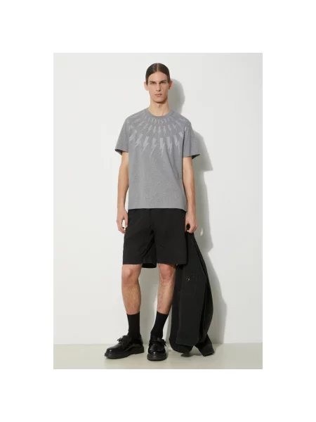 Neil Barrett t-shirt Fairisle Thunderbolt Slim z nadrukiem szary