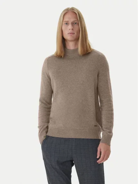 Sweter z dzianiny z domieszką kaszmiru i okrągłym dekoltem Joop! Collection beżowy