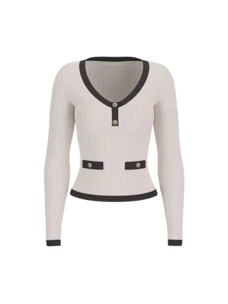 Sweter Guess klasyczny biały