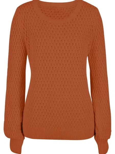 Sweter w strukturalny wzór z mieszanki bawełny brązowy