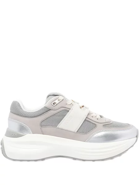 Sneakerși Tod's cu șireturi cu platformă din dantelă gri