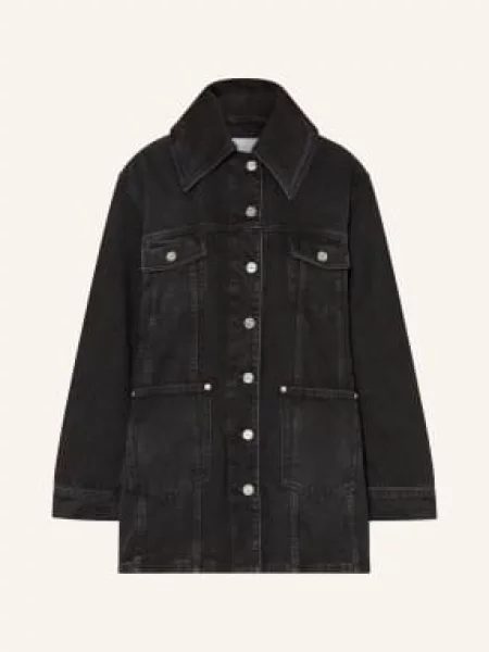 Ganni Džínová Bunda black washed černá