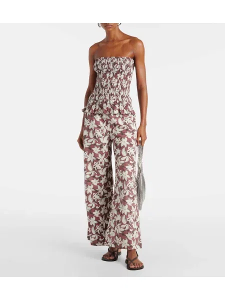 Pantaloni Faithfull cu model floral maro