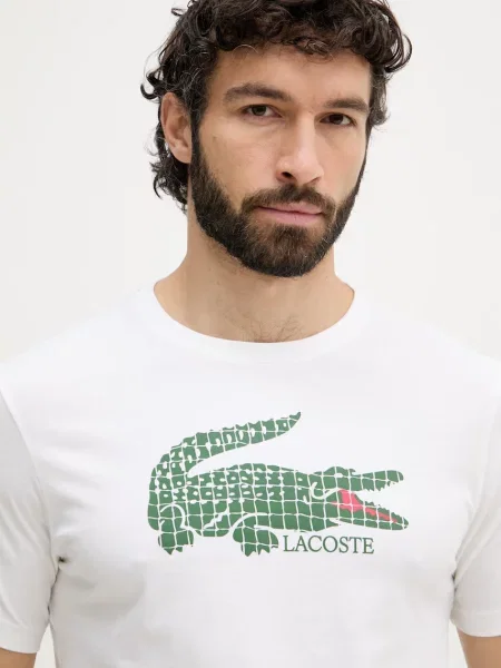 Lacoste póló férfi pamuttal bézs