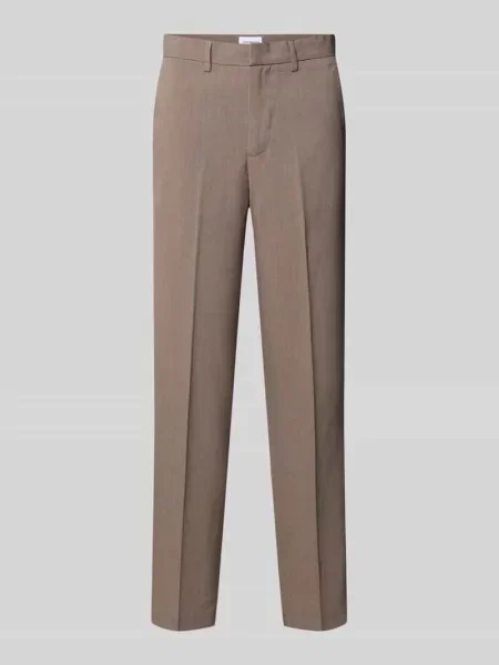 Spodnie materiałowe o kroju slim fit z dodatkiem Lindbergh beżowe
