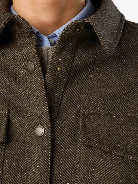 Top Mc2 Saint Barth de lână cu model herringbone maro