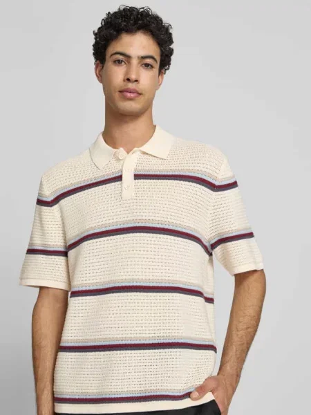 Koszulka polo o kroju regular fit z wzorem w model MAINE' Jack & Jones białe