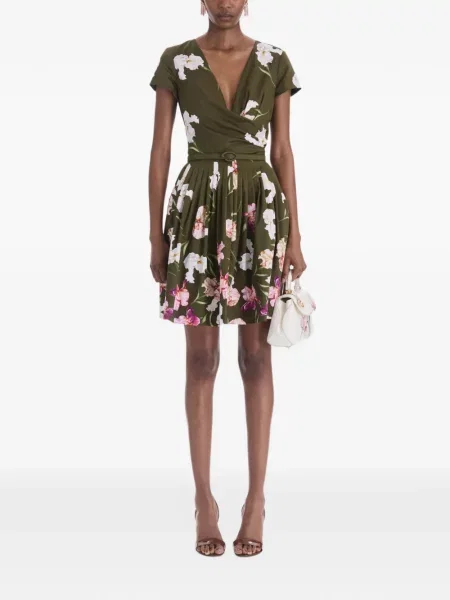 Body Oscar De La Renta din piele cu model floral cu imagine alb