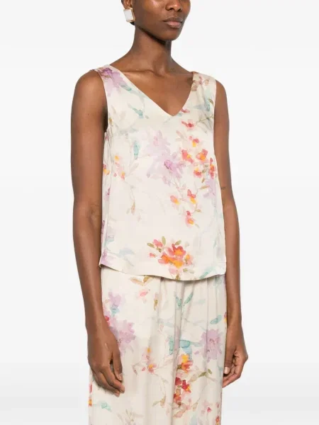 Top Herno cu model floral cu decolteu în V