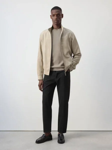 Sweter z cienkiej dzianiny bawełnianej norkowy Mężczyzna XXL MANGO MAN szary
