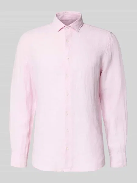 Koszula o kroju slim fit biznes z lnu z kołnierzykiem typu kent Seidensticker