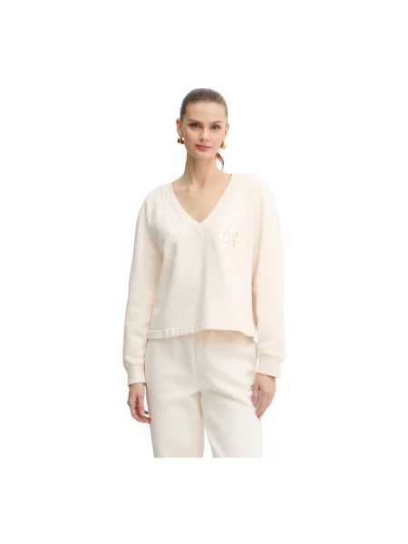 Bluza Armani Exchange z dekoltem w serek beżowa
