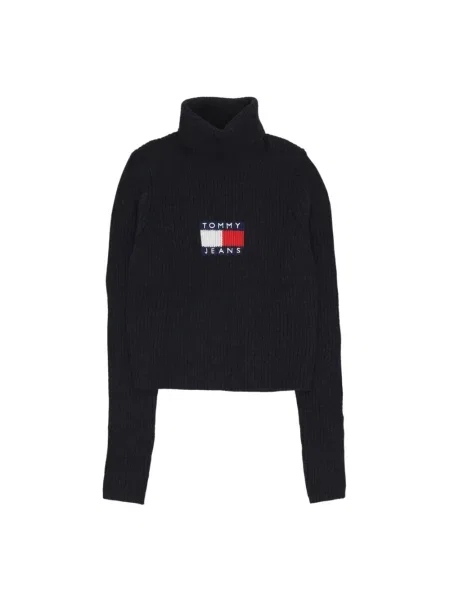 Tommy Jeans sweter z domieszką wełny szary z golfem czarny
