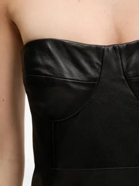 Rochie midi Iro din piele până la genunchi de costum negru