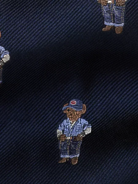 Jedwabny krawat Polo Ralph Lauren w paski z nadrukiem niebieski