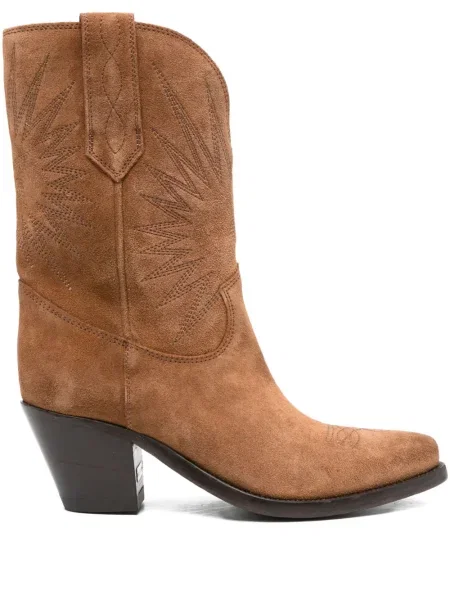 Botine Golden Goose din piele de căprioară auriu