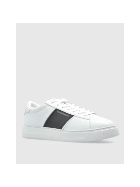 Sneakersy Emporio Armani z siateczką z paskiem białe