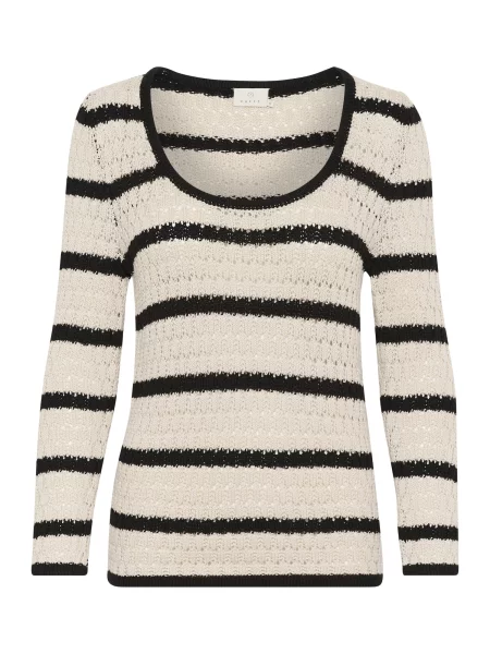 Kaffe Pulover Eleanor kitt / negru alb
