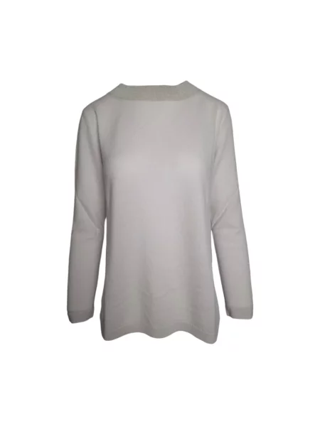Sweter La Fileria z perełkami wełniany szary