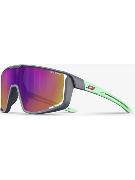 Julbo Fury S miętowo-zielone okulary przeciwsłoneczne z liliowymi soczewkami Spectron 3 dla dzieci szare