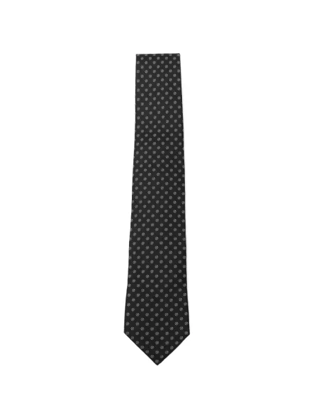 Cravată Boss de mătase cu imprimeu geometric negru