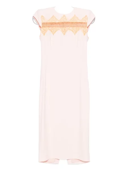 Sukienka midi Alexander Mcqueen koronkowa do kolan garniturowa różowa