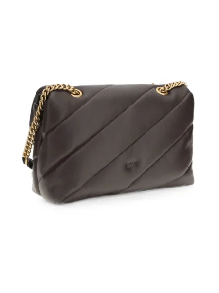 Torebka crossbody Pinko skórzana klasyczna brązowa