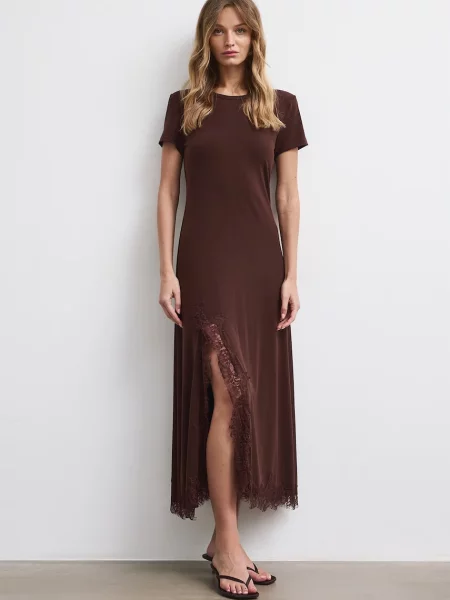 Medicine rochie cu amestec de lyocell maro