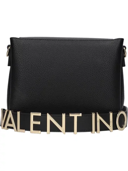 Lniana torebka Valentino By Mario Valentino czarna
