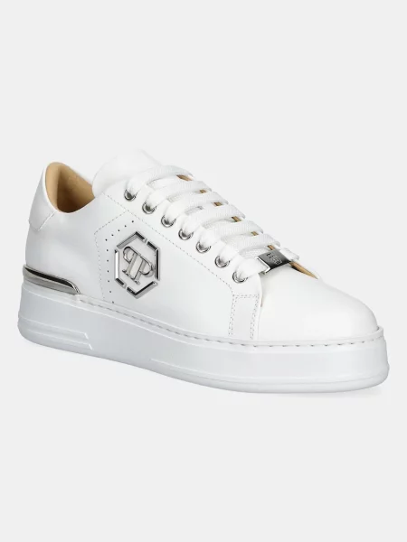 Philipp Plein sneakers din piele Nappa Lo-Top Hexagon 01 alb