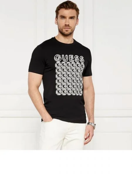 GUESS Póló G CHAIN fekete