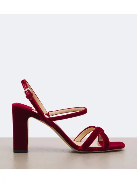 Zamatové sandále Jimmy Choo červená