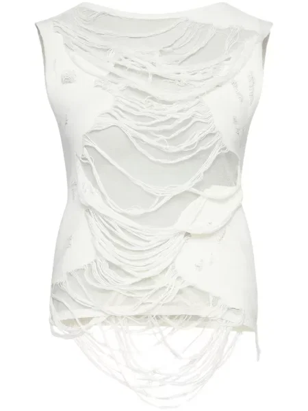 Top Mm6 Maison Margiela zdrențuiți alb