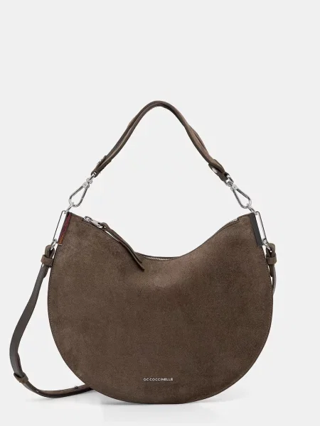 Coccinelle geantă crossbody pentru femei din piele întoarsă COCCINELLESUNUP SUEDE verde